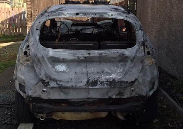 The car was set alight around 11.30pm on Wednesday evening. Pic contributed.